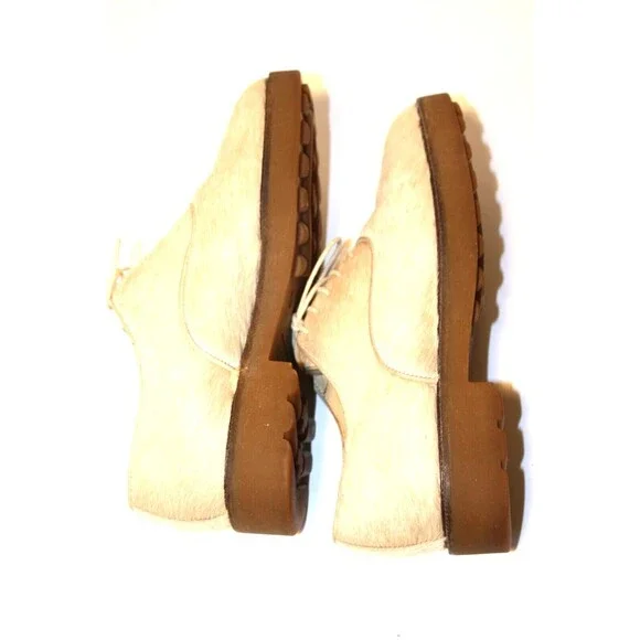 Pons Quintana Horsehair Cowhide Leather Oxford Shoes Women's sz 6 Cream Ivory - Picture 7 of 12